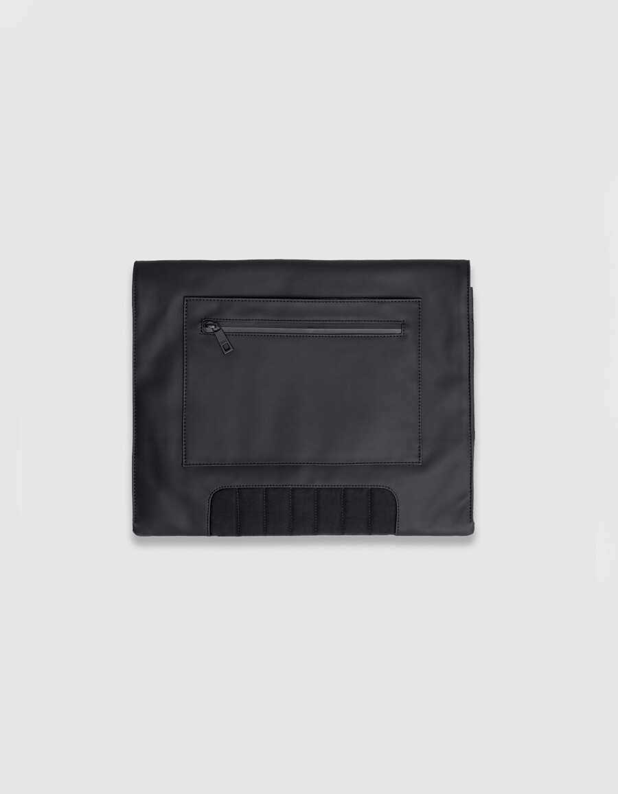 schwarze clutch-tasche aus nylon mit gummieffekt für herren