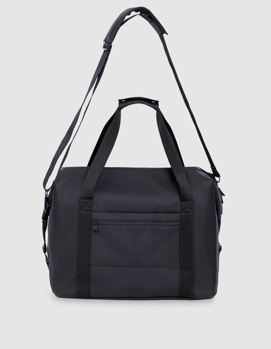 herren-wochenendtasche schwarz nylon gummieffekt