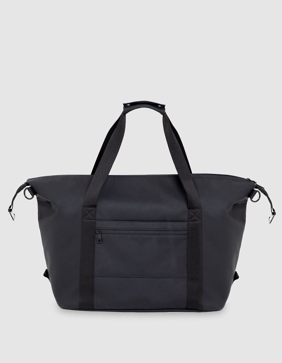 herren-wochenendtasche schwarz nylon gummieffekt