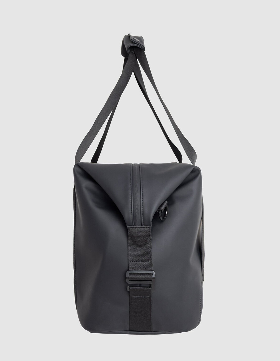 herren-wochenendtasche schwarz nylon gummieffekt