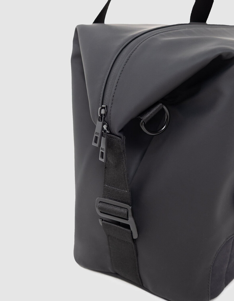 herren-wochenendtasche schwarz nylon gummieffekt