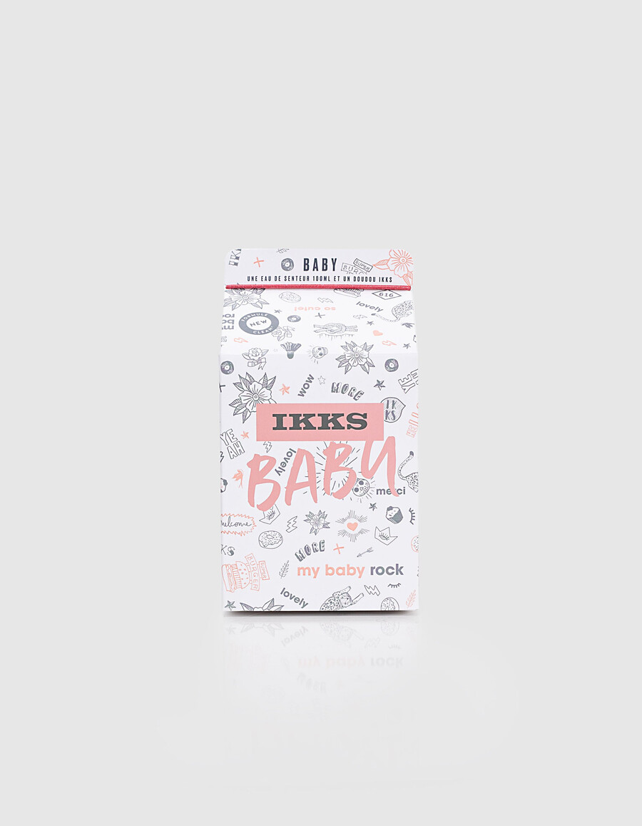 babyduft-geschenkset mit rosa-weißem kuscheltier 100 ml