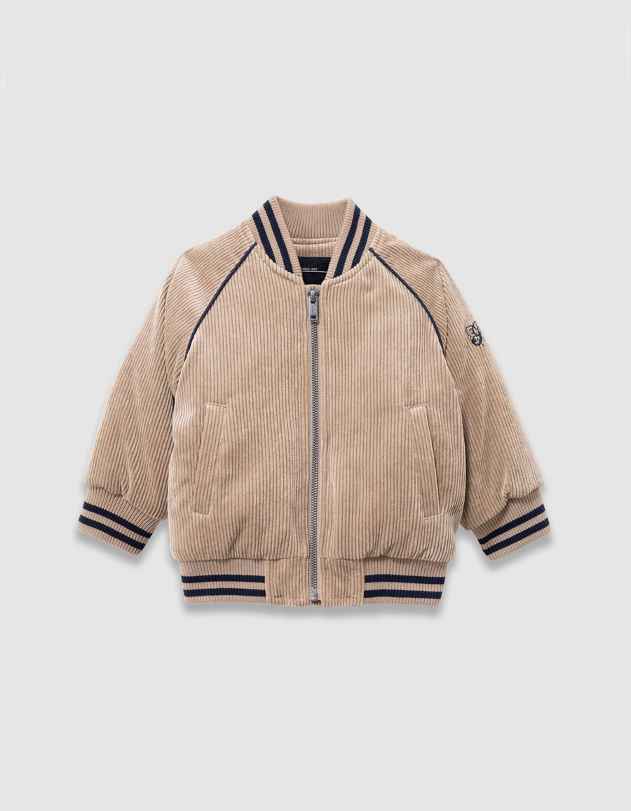 beige cord-collegejacke für jungen