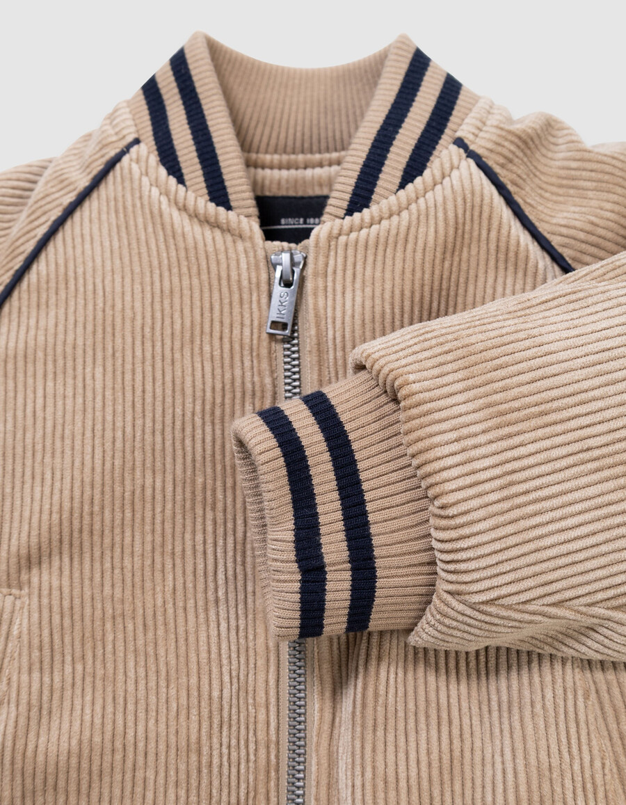 beige cord-collegejacke für jungen