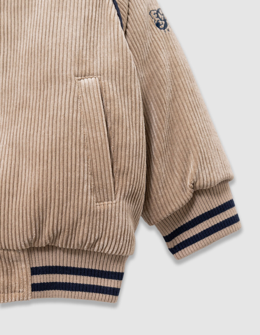 beige cord-collegejacke für jungen
