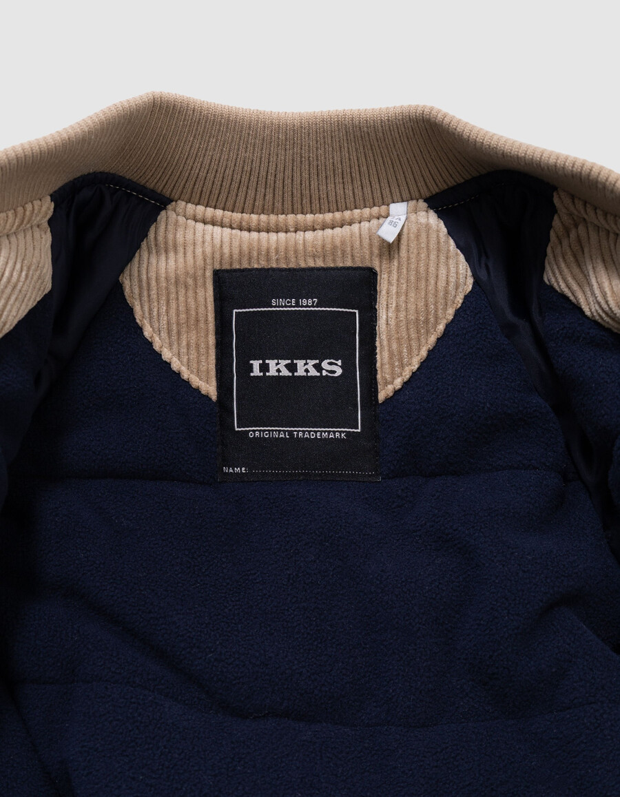 beige cord-collegejacke für jungen