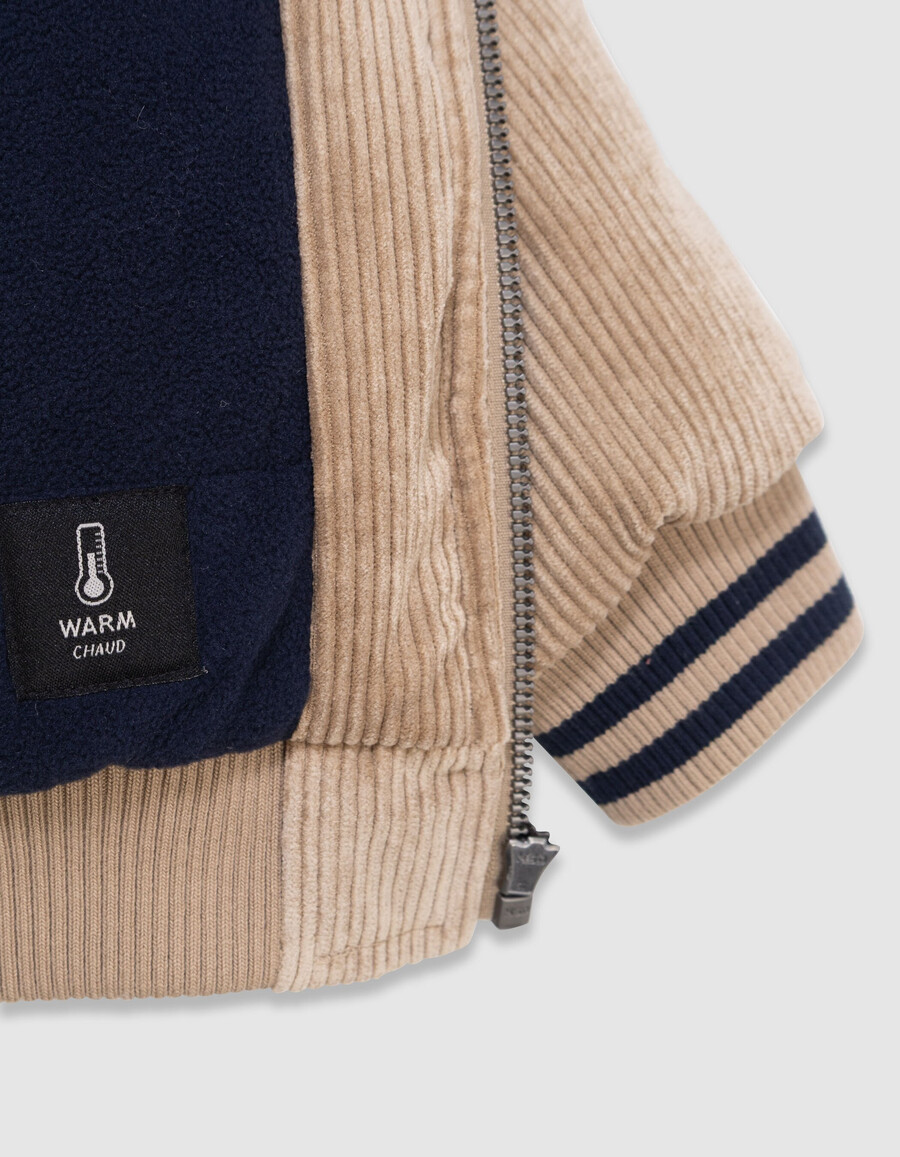 beige cord-collegejacke für jungen