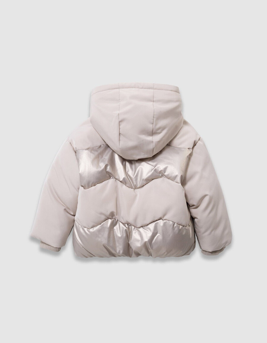 mädchen-steppjacke mit fellfutter in gold und beige