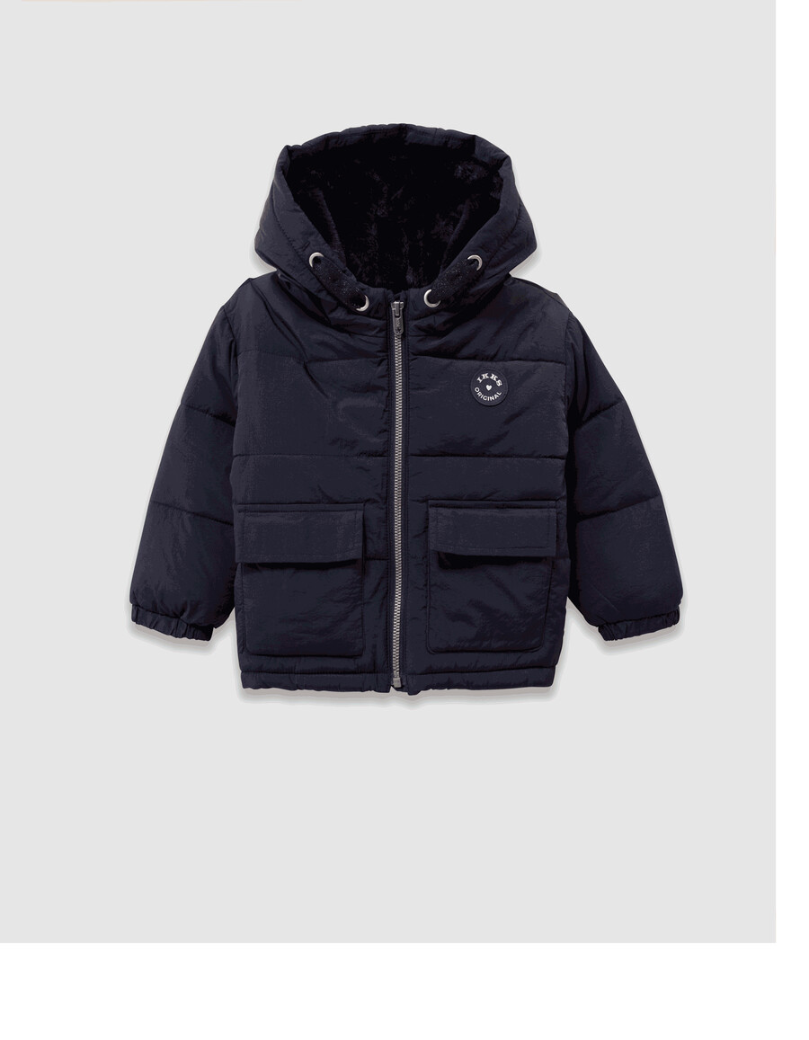 2-in-1-set aus marineblauer jacke und ecrufarbener weste für mädchen