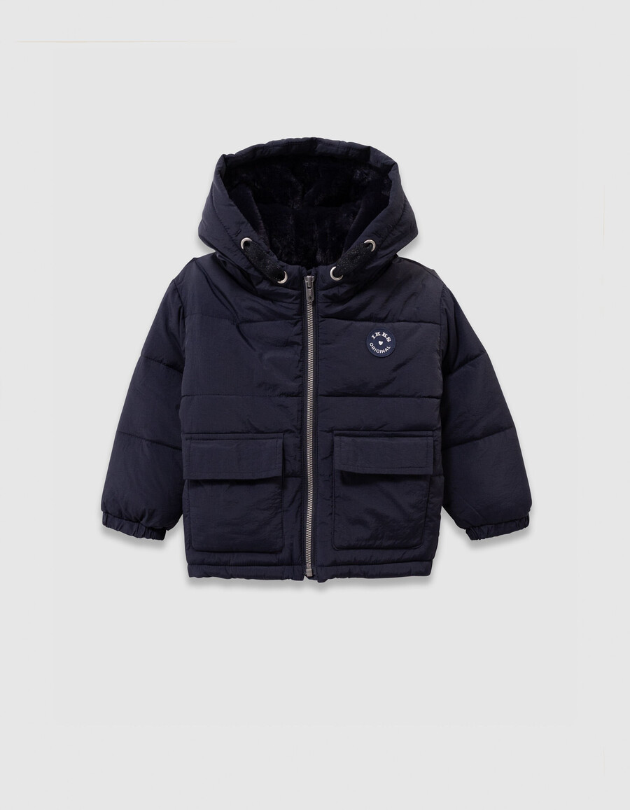 2-in-1-set aus marineblauer jacke und ecrufarbener weste für mädchen