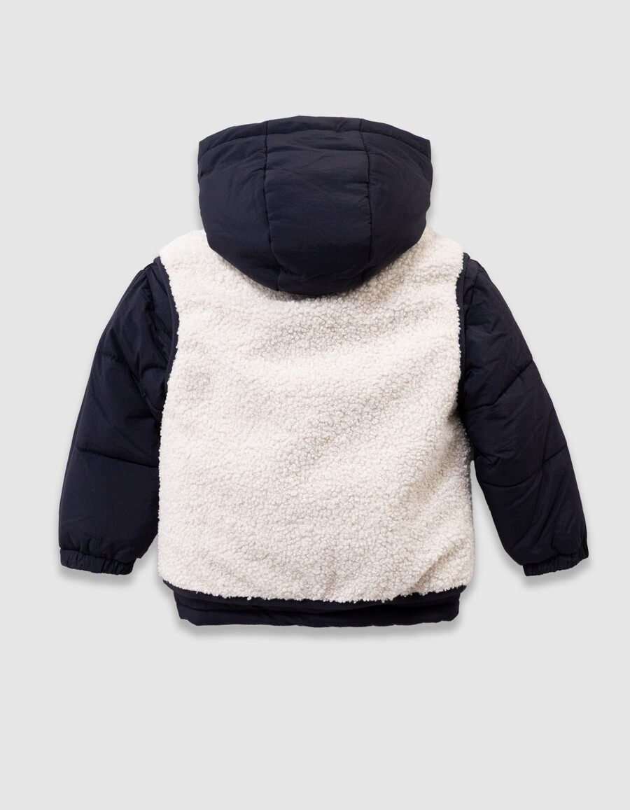 2-in-1-set aus marineblauer jacke und ecrufarbener weste für mädchen