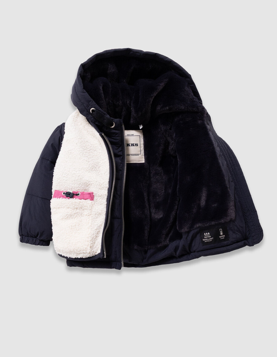 2-in-1-set aus marineblauer jacke und ecrufarbener weste für mädchen