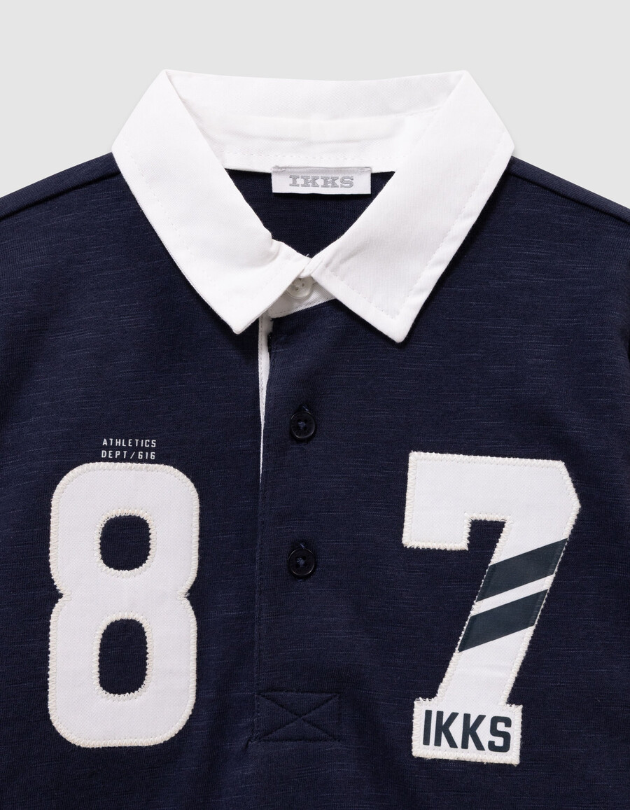 poloshirt für jungen marineblaukamelschwarz weißer kragen nummern