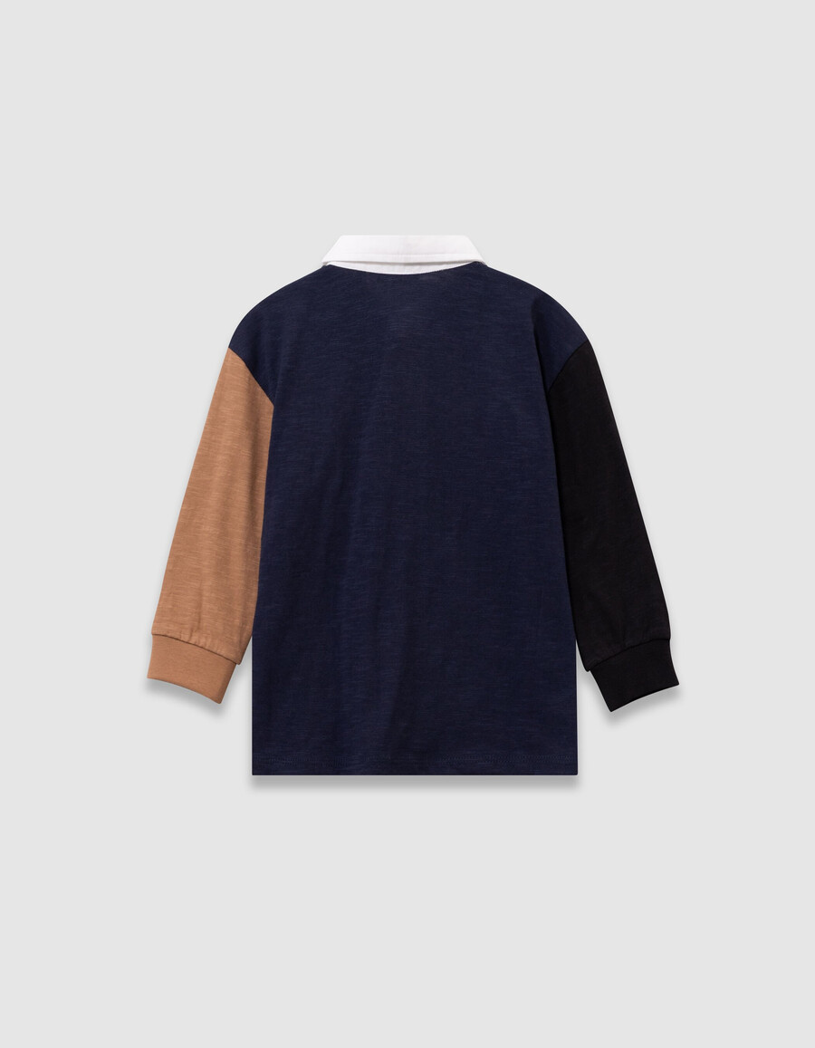 poloshirt für jungen marineblaukamelschwarz weißer kragen nummern