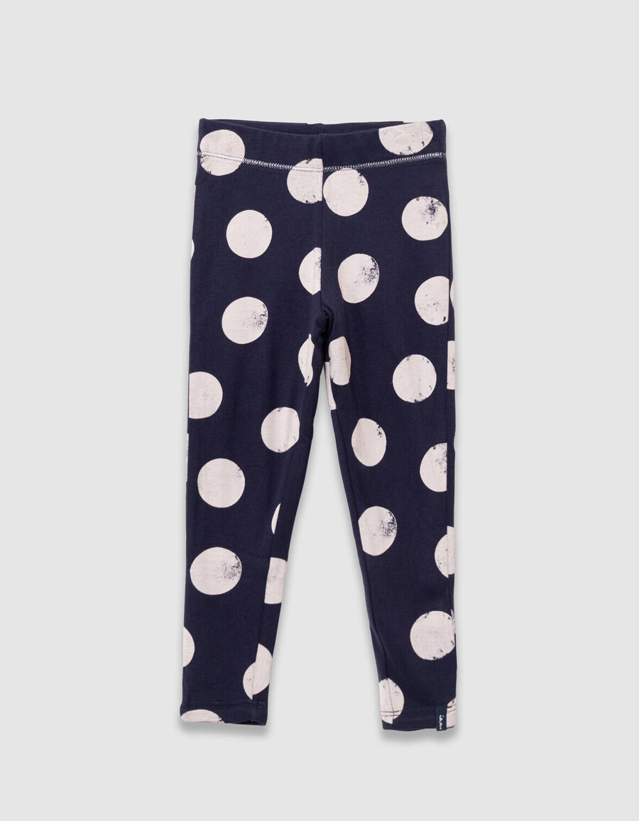 wendbare leggings für mädchen marineblau größe xl mit polka-dots und rippenmuster.