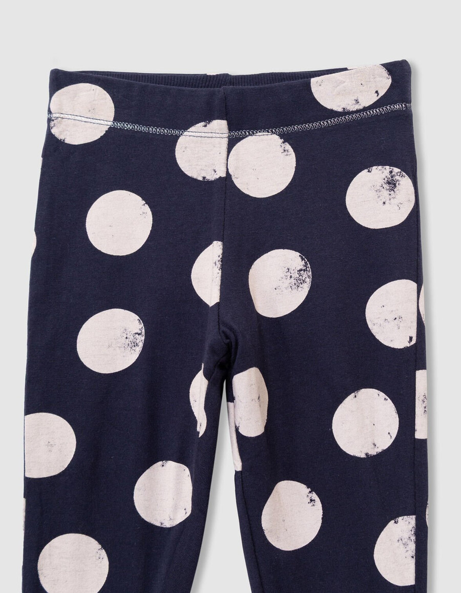 wendbare leggings für mädchen marineblau größe xl mit polka-dots und rippenmuster.