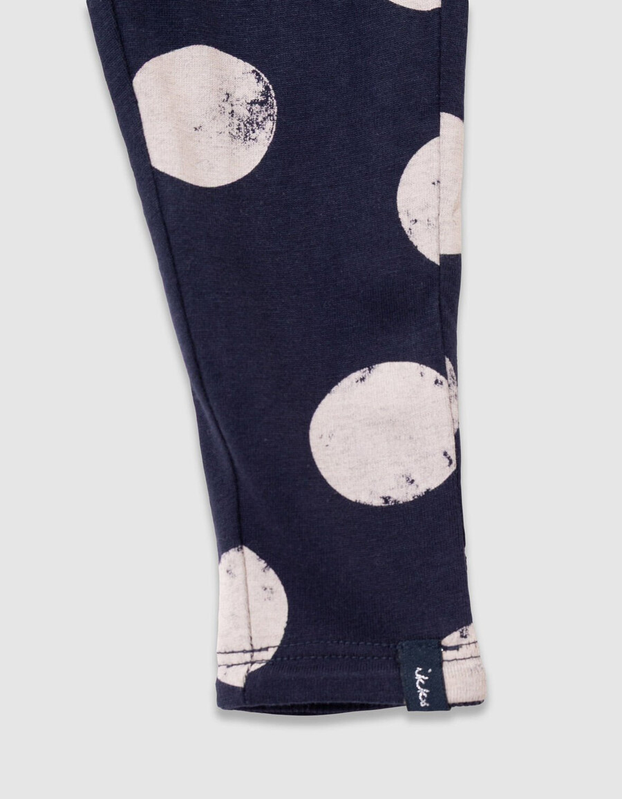 wendbare leggings für mädchen marineblau größe xl mit polka-dots und rippenmuster.