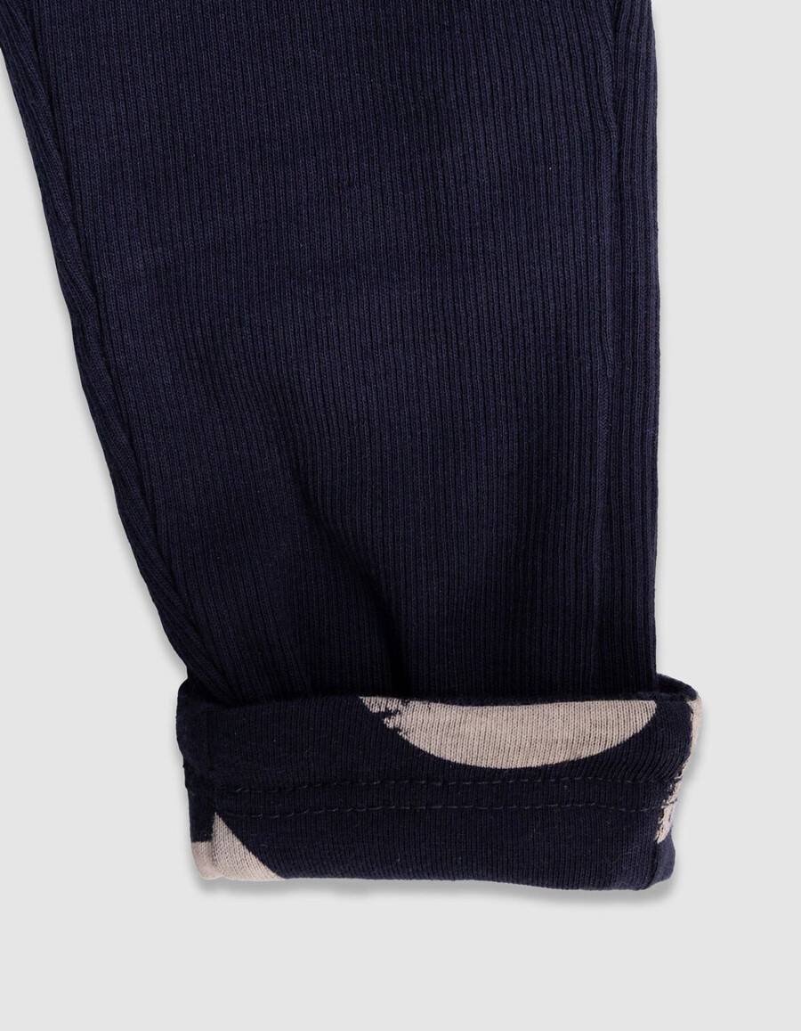 wendbare leggings für mädchen marineblau größe xl mit polka-dots und rippenmuster.
