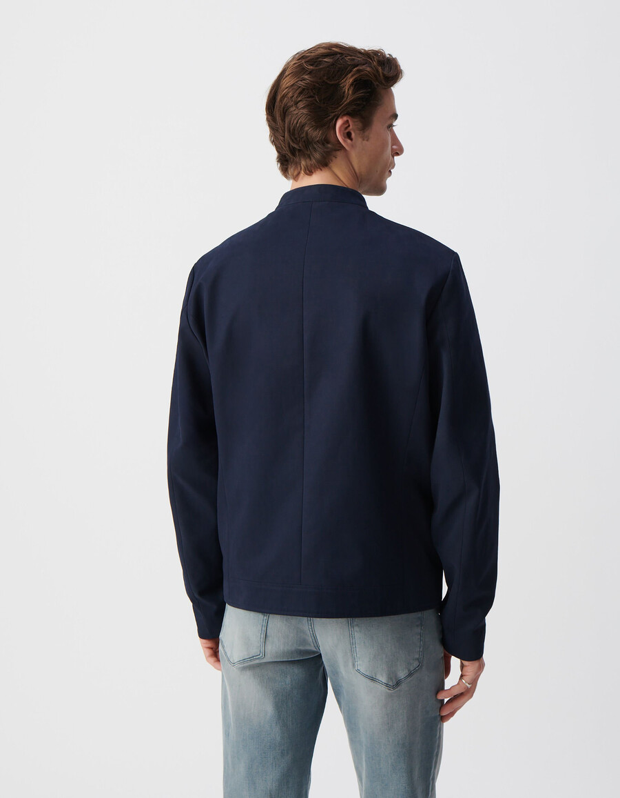 herrenjacke mit druckknopfkragen in marineblau