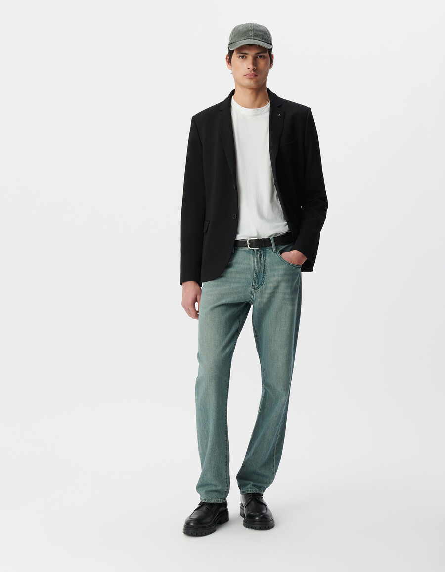 schwarze interlock-jacke für herren mit abnehmbarem besatz