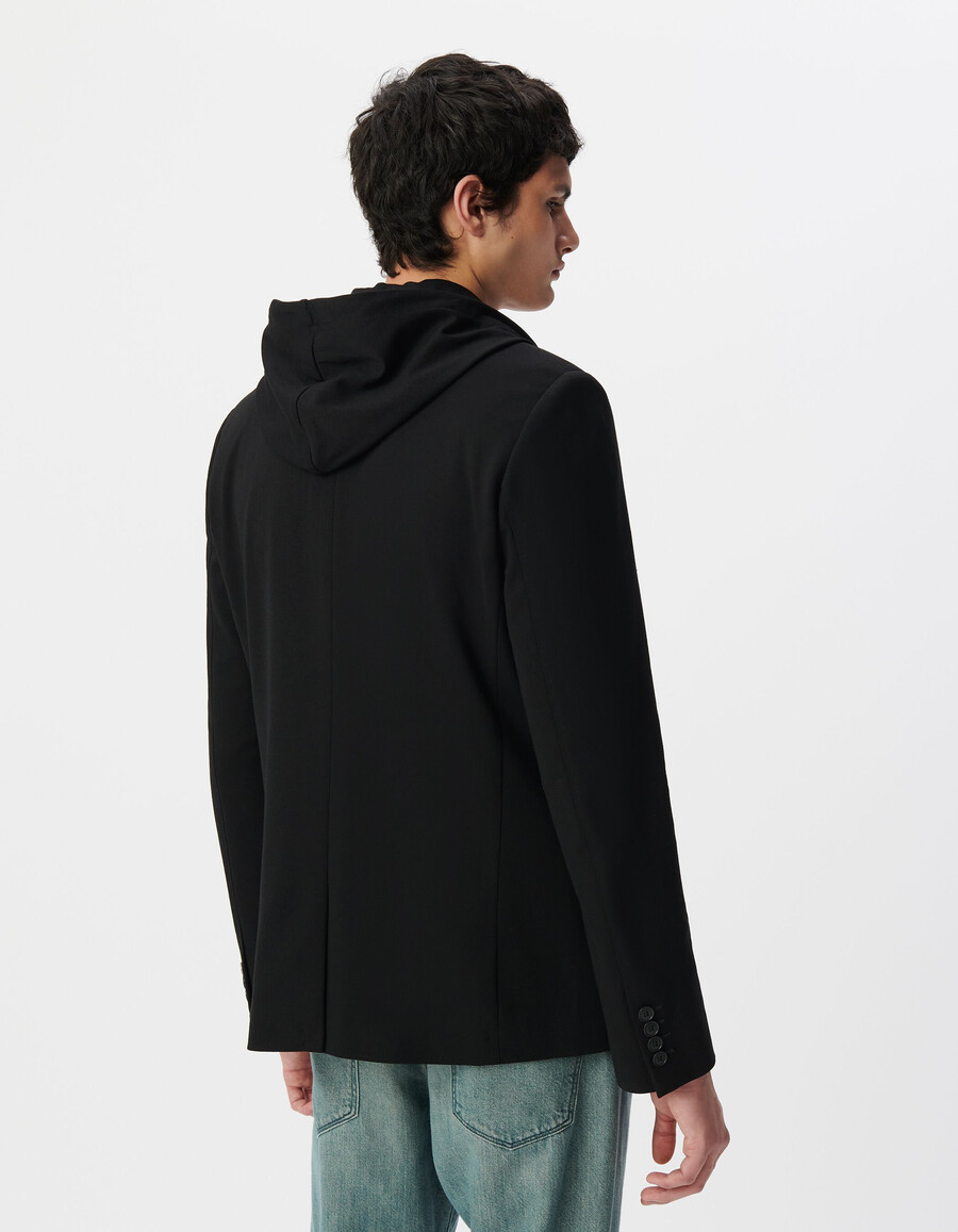 schwarze interlock-jacke für herren mit abnehmbarem besatz