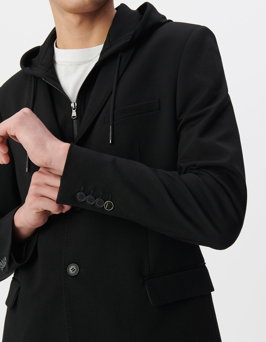 schwarze interlock-jacke für herren mit abnehmbarem besatz