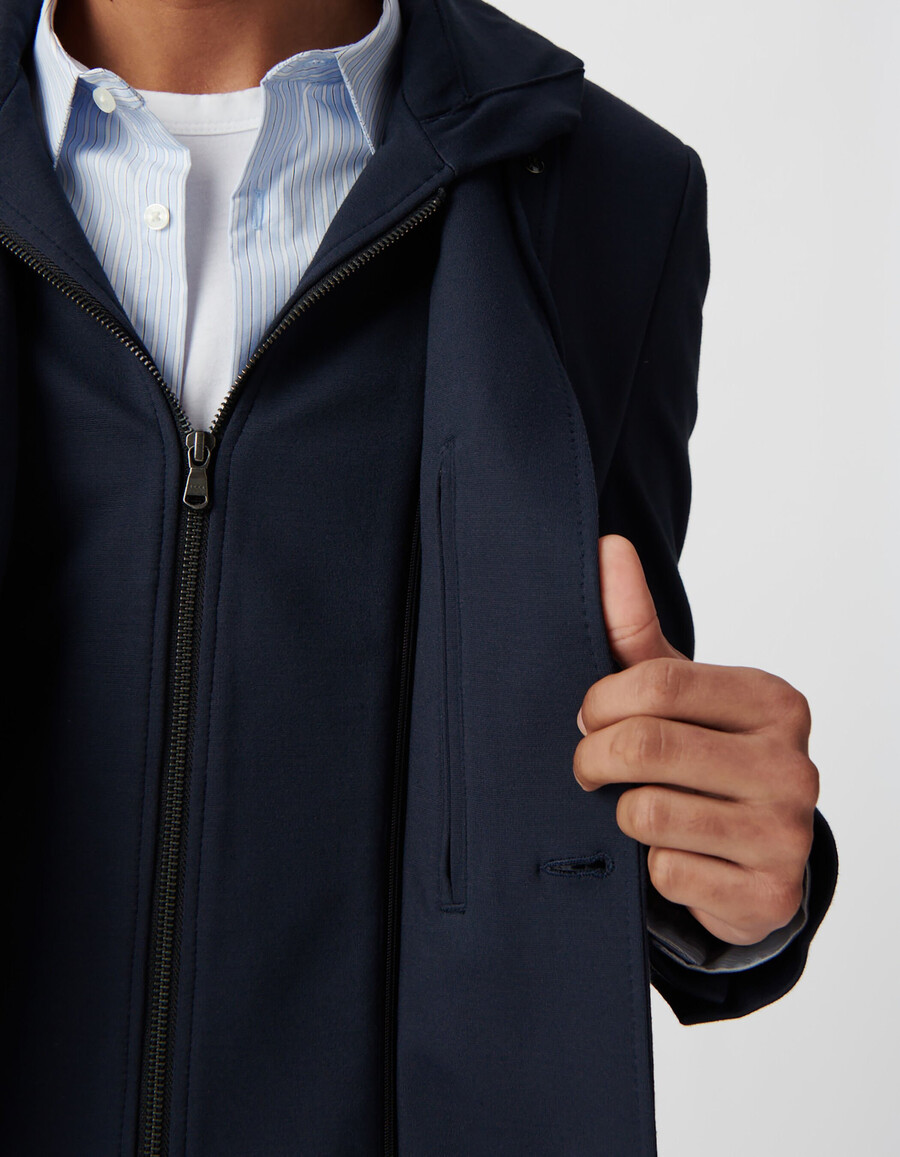 marineblaue herrenjacke mit abnehmbarem besatz