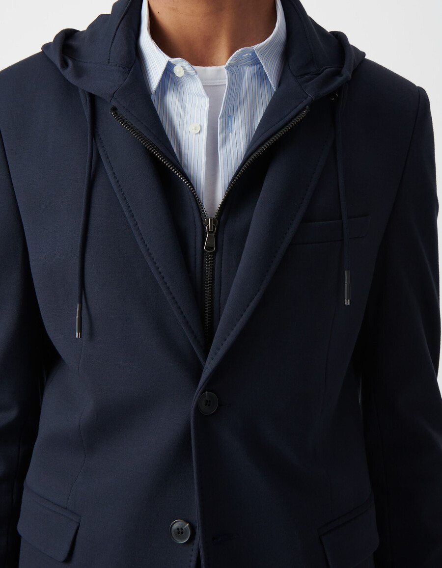 marineblaue herrenjacke mit abnehmbarem besatz