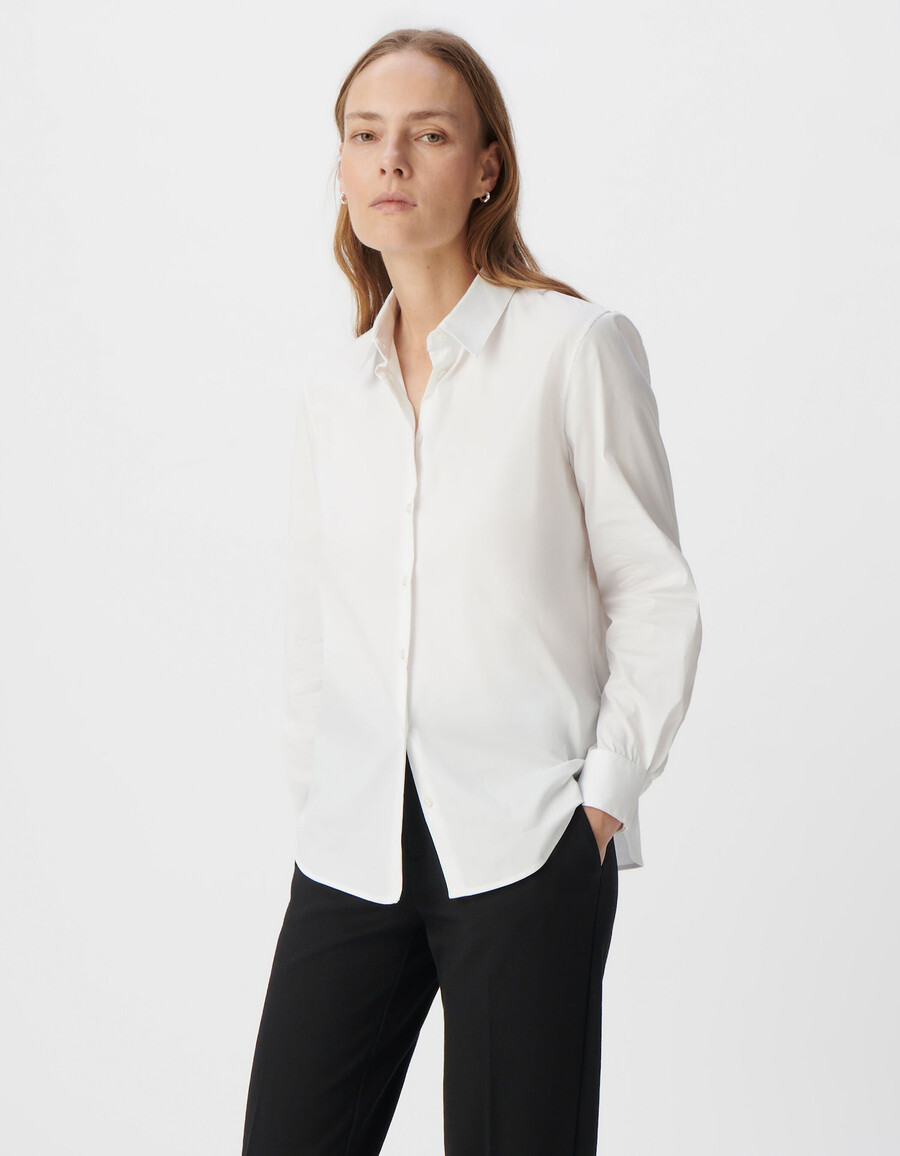 weißes damen-langarmshirt