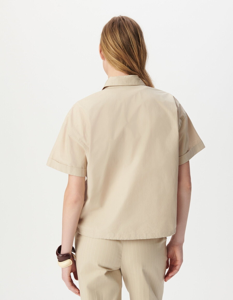 beigefarbenes übergroßes kurzarmhemd für damen