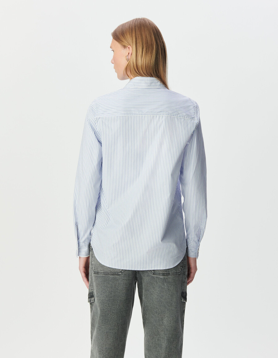 damen-langarmshirt mit stickerei und blauen streifen
