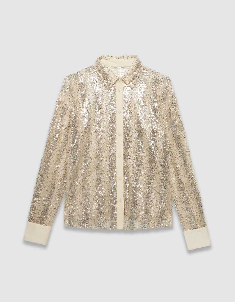 damenbluse mit goldperlen- und paillettenstickerei