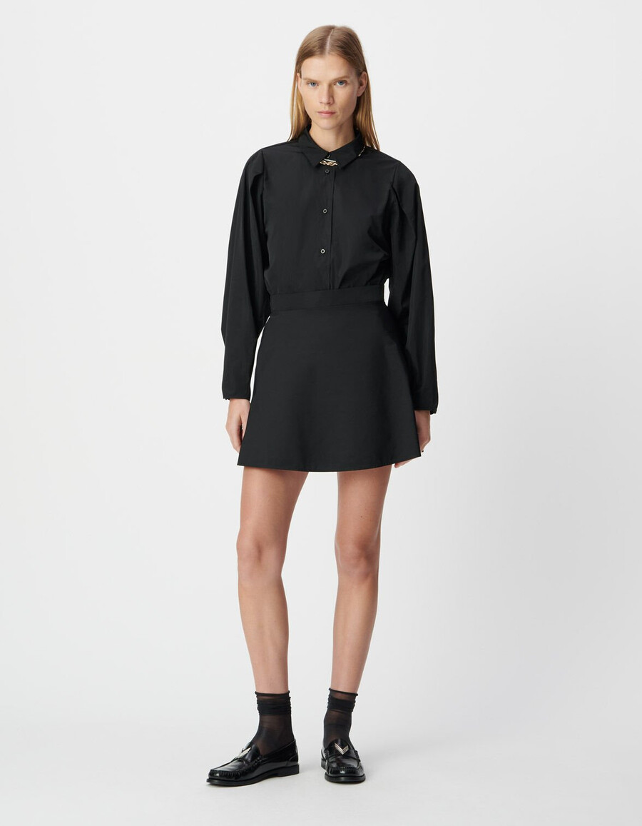 schwarzes damen-bodyhemd aus satin-taft