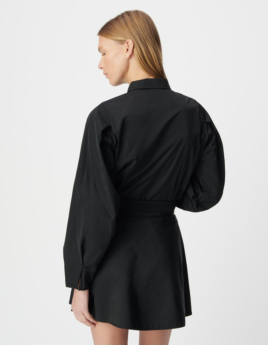 schwarzes damen-bodyhemd aus satin-taft