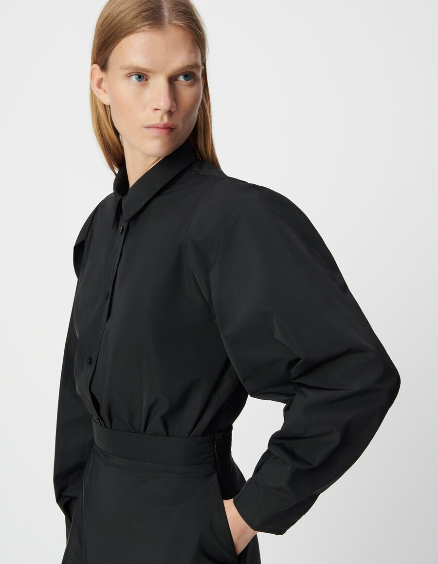 schwarzes damen-bodyhemd aus satin-taft