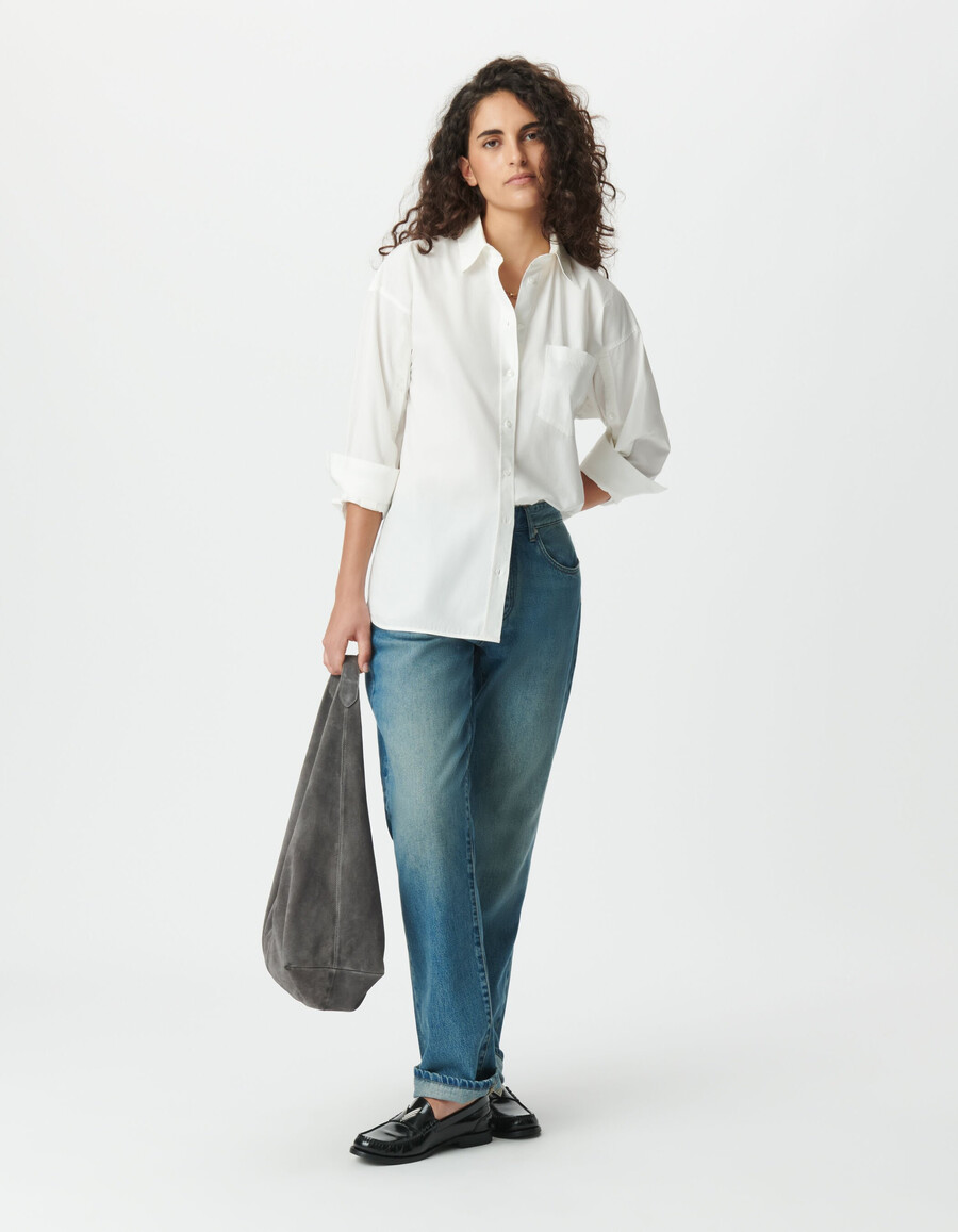 weißes oversize-langarmshirt für damen