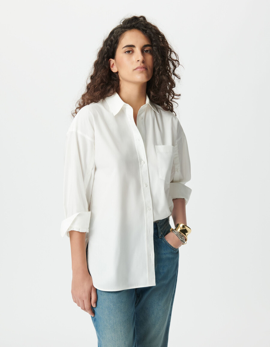 weißes oversize-langarmshirt für damen