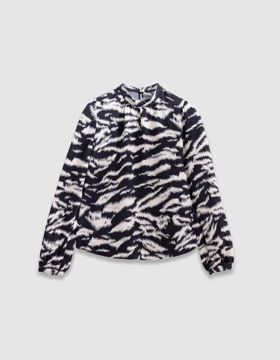 schwarze damenbluse mit zebramuster