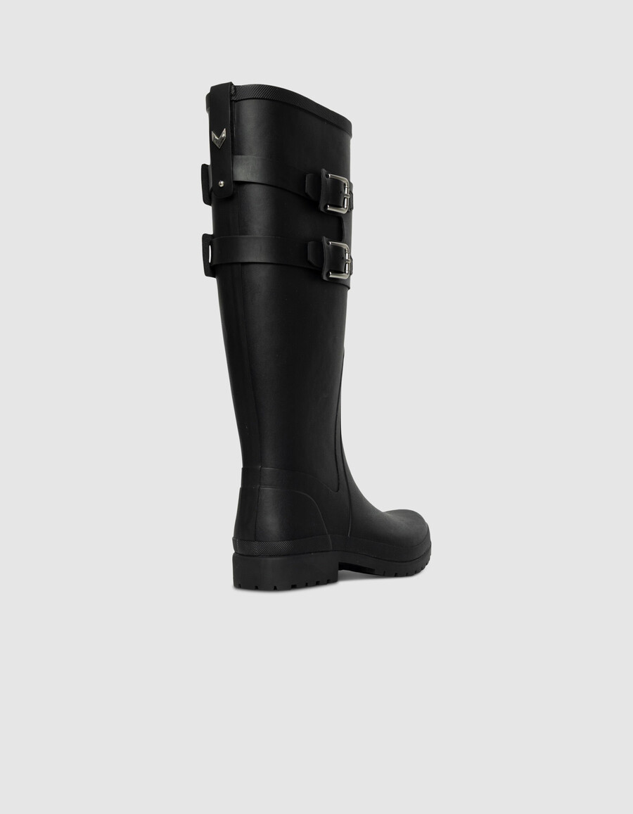 schwarze damen-regenstiefel mit profilsohle