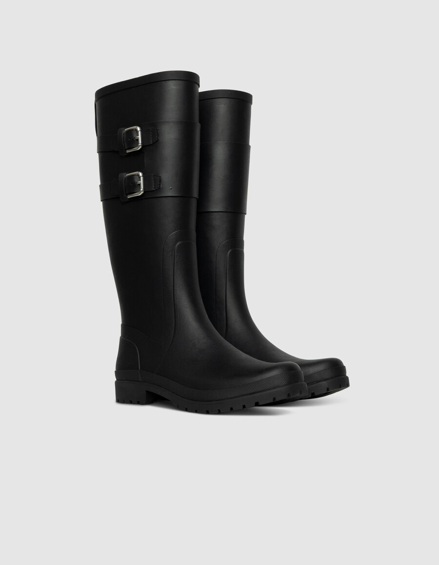 schwarze damen-regenstiefel mit profilsohle