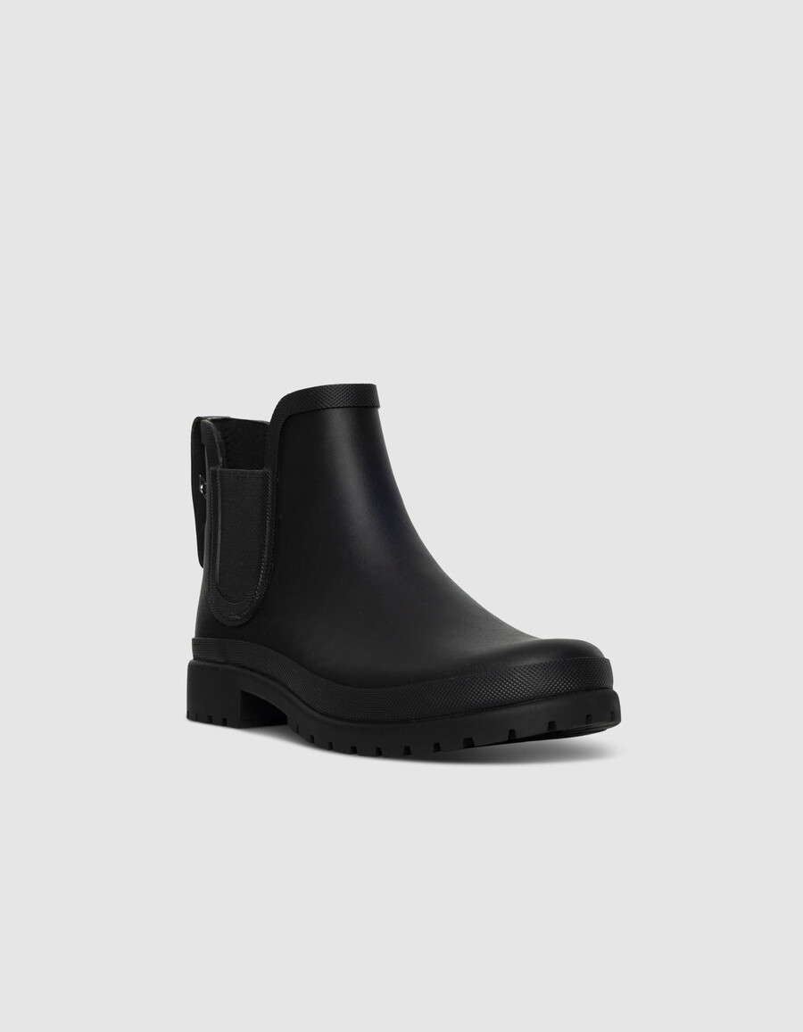 schwarze chelsea-regenstiefel für damen mit profilsohle