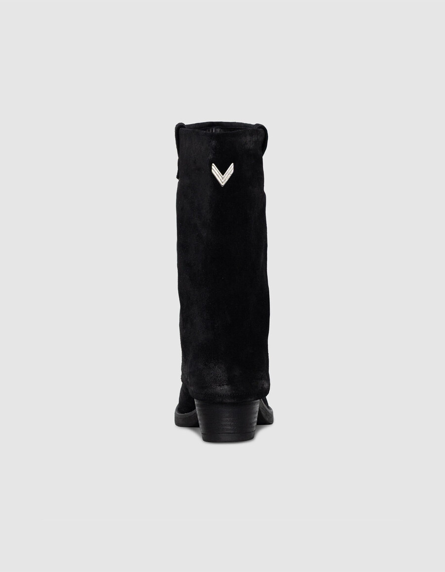 schwarze wildleder-gamaschenstiefel für damen