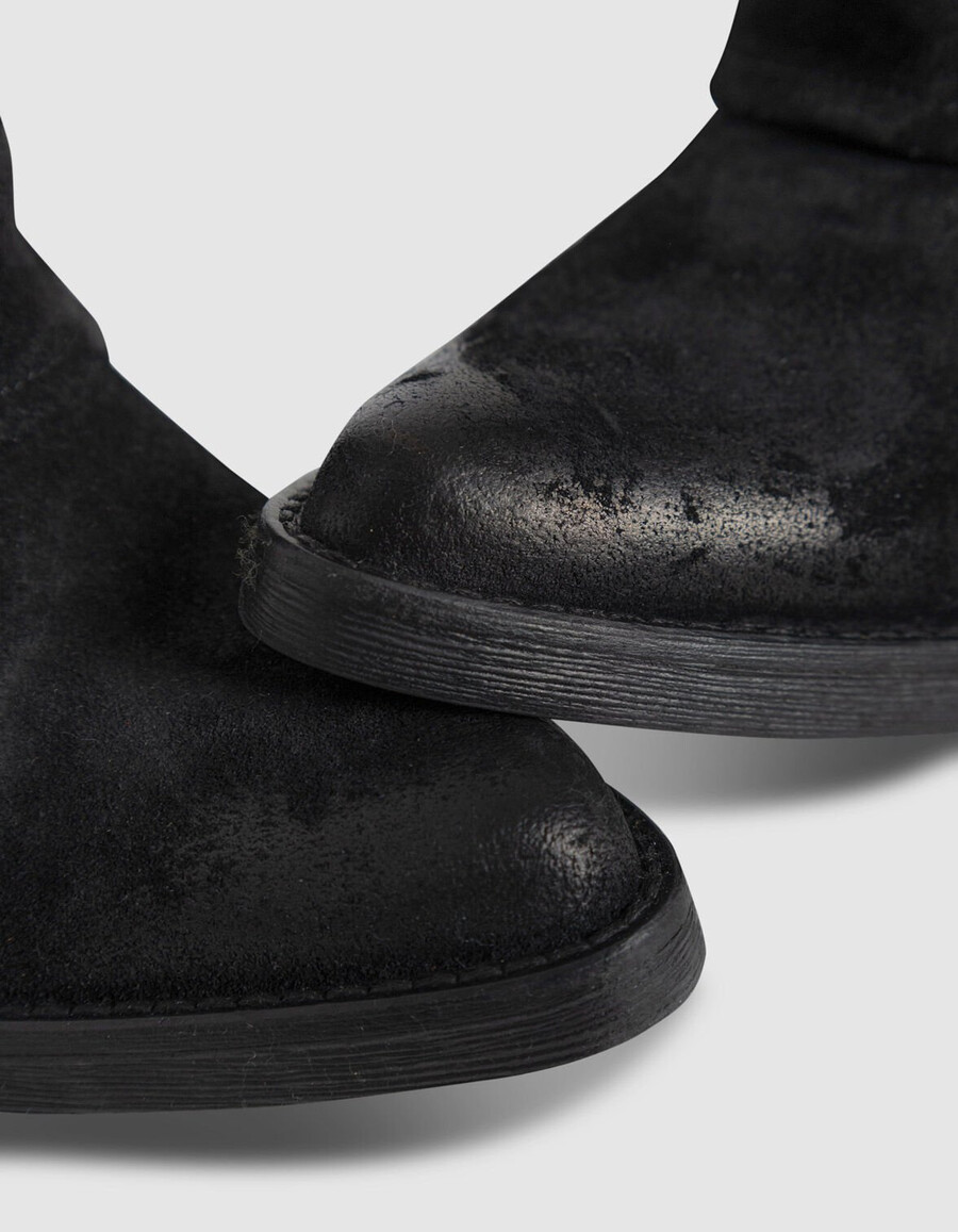 schwarze wildleder-gamaschenstiefel für damen