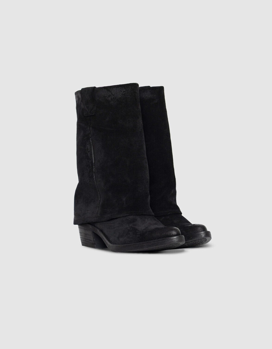 schwarze wildleder-gamaschenstiefel für damen