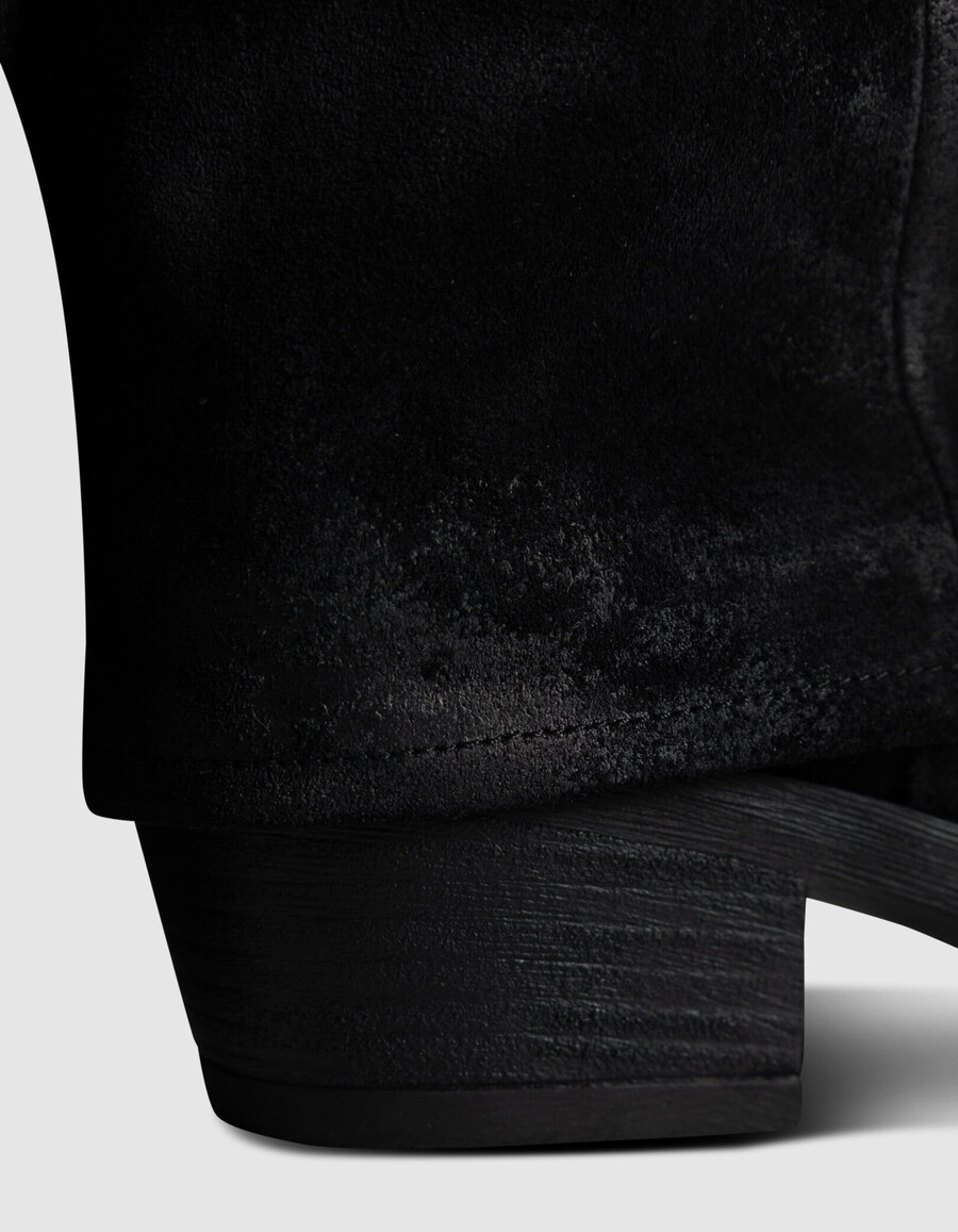 schwarze wildleder-gamaschenstiefel für damen