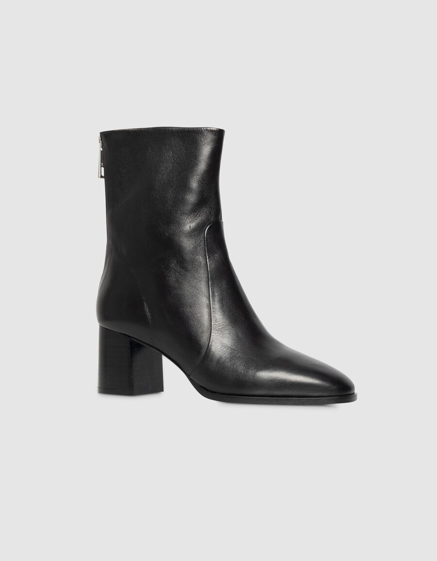 schwarze damen-lederstiefel mit reißverschluss und absatz