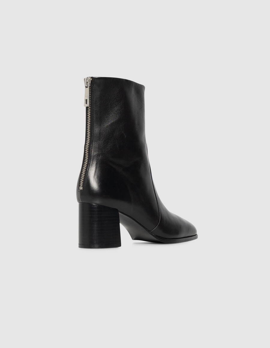 schwarze damen-lederstiefel mit reißverschluss und absatz