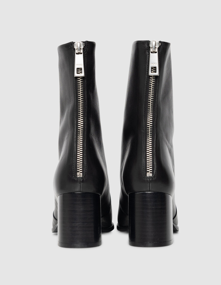 schwarze damen-lederstiefel mit reißverschluss und absatz
