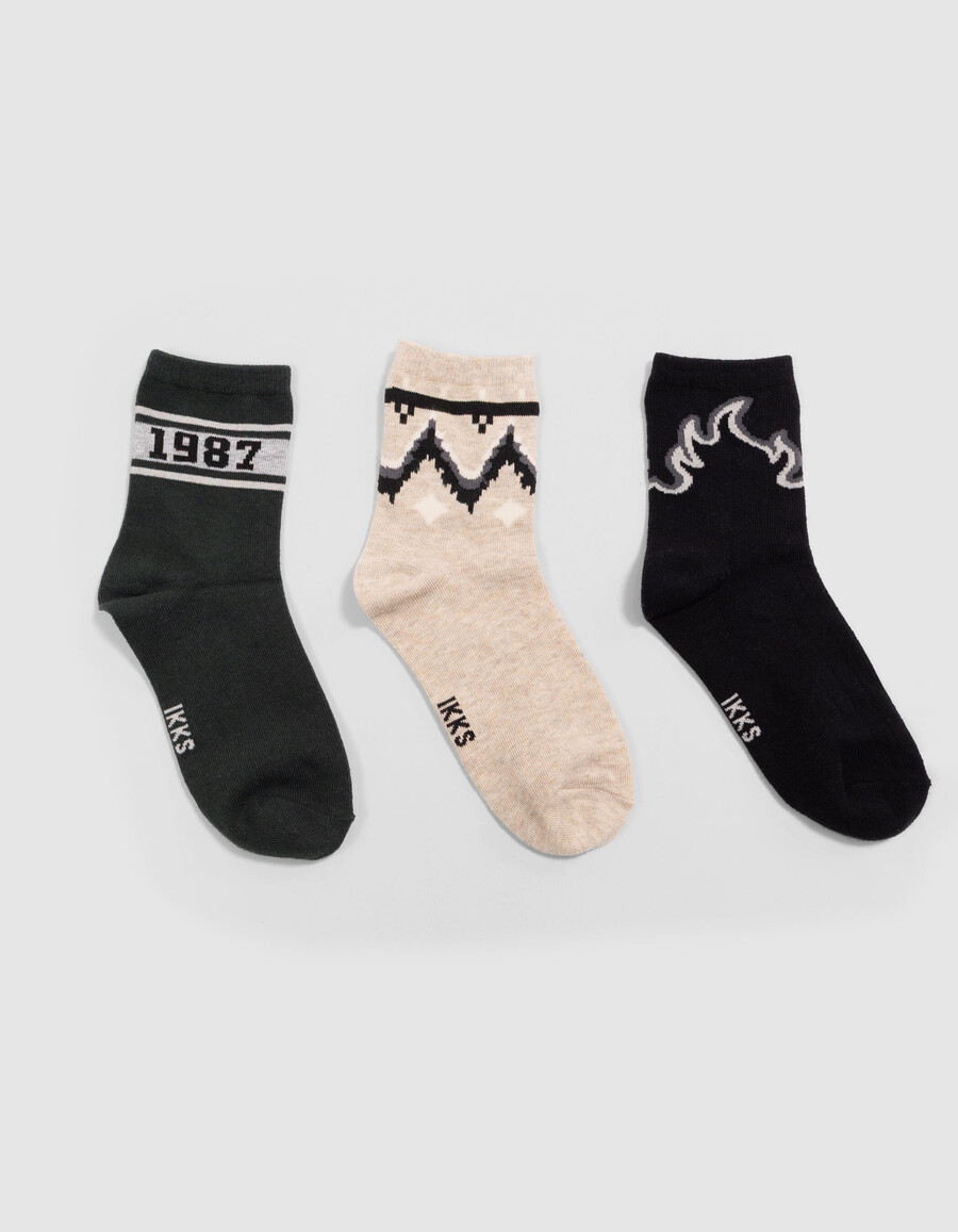 schwarze grüne und beige socken für jungen
