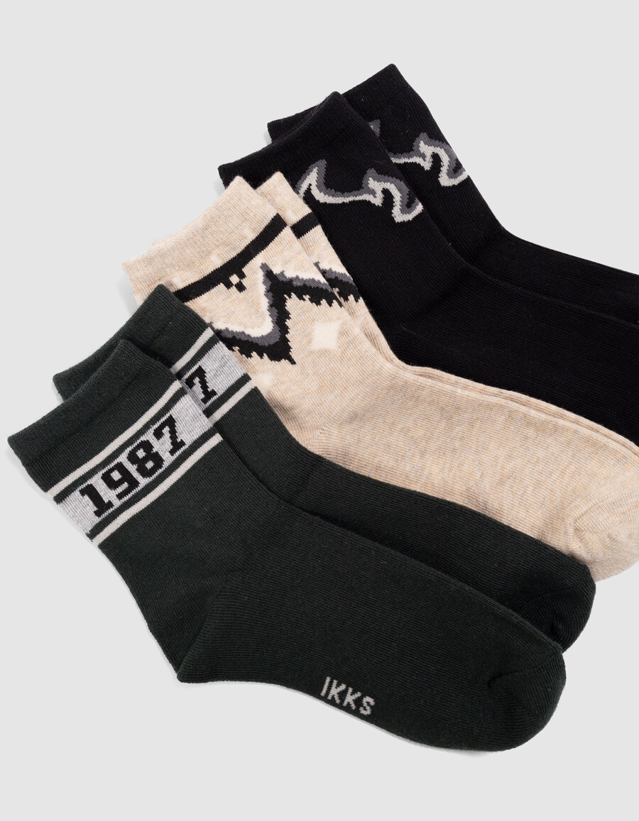 schwarze grüne und beige socken für jungen